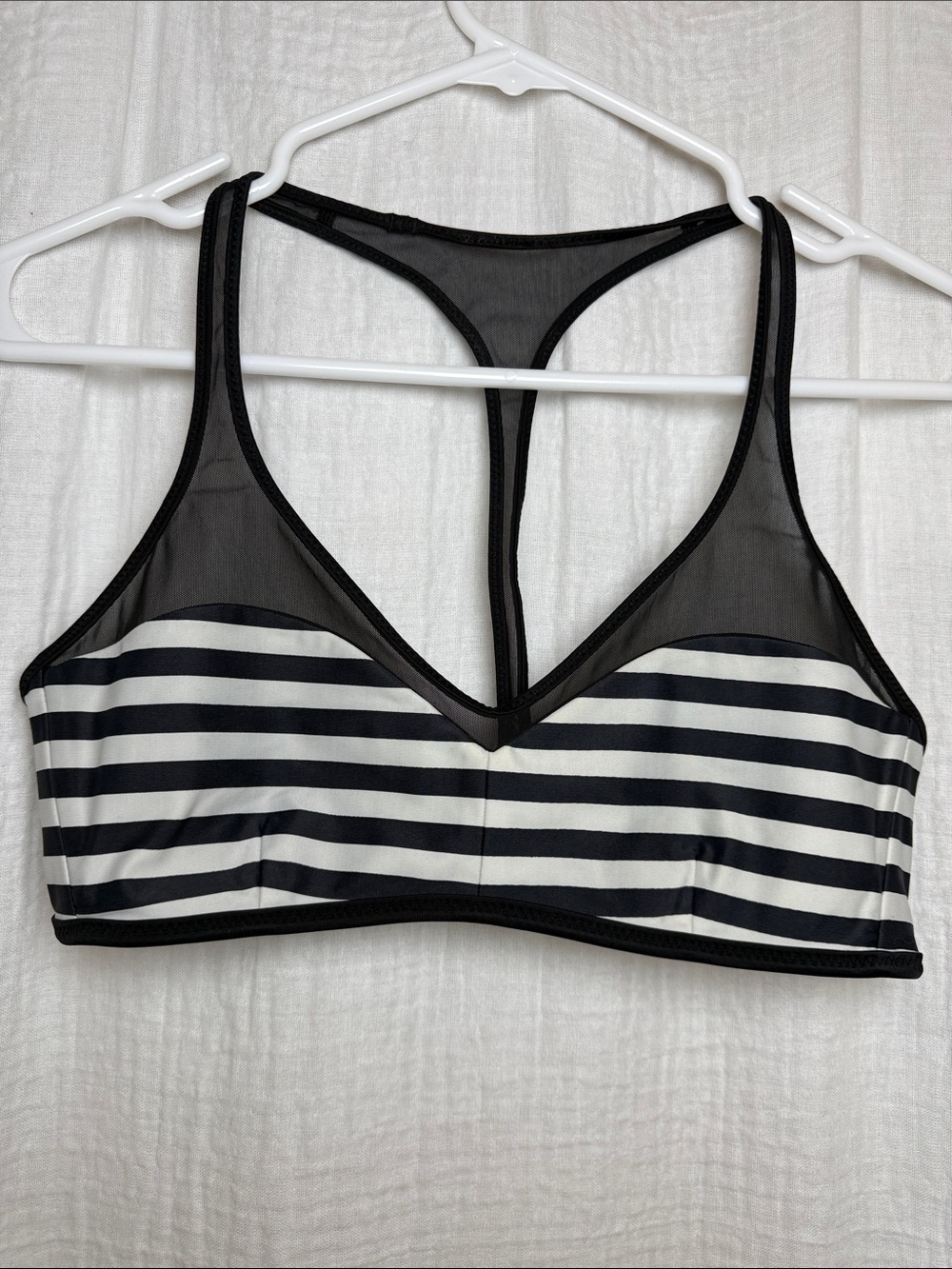 Lululemon Striped Racerback Sports Bra with Mesh Detail